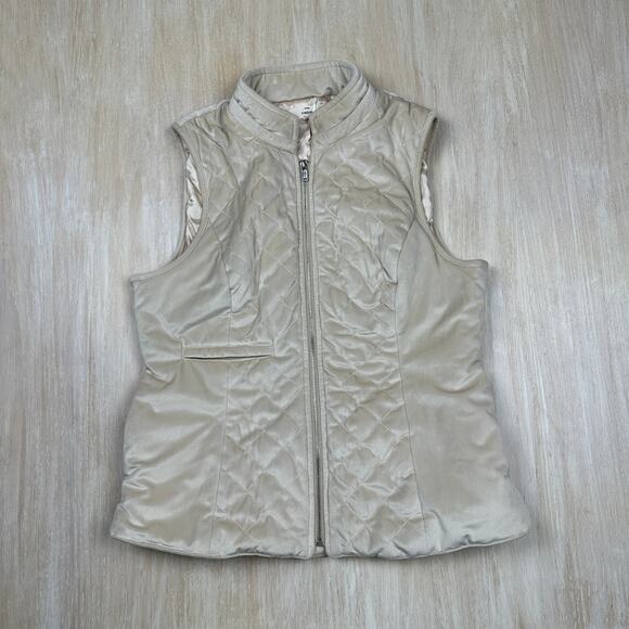 Entro Ivory Quilted Winter Full Zip Sleeveless Outdoor Casual Chic Vest Large - Picture 1 of 16